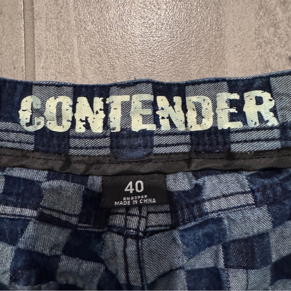 Contender Checkerboard Denim Shorts Men’s Size 40 Blue Skate Streetwear - Picture 3 of 11